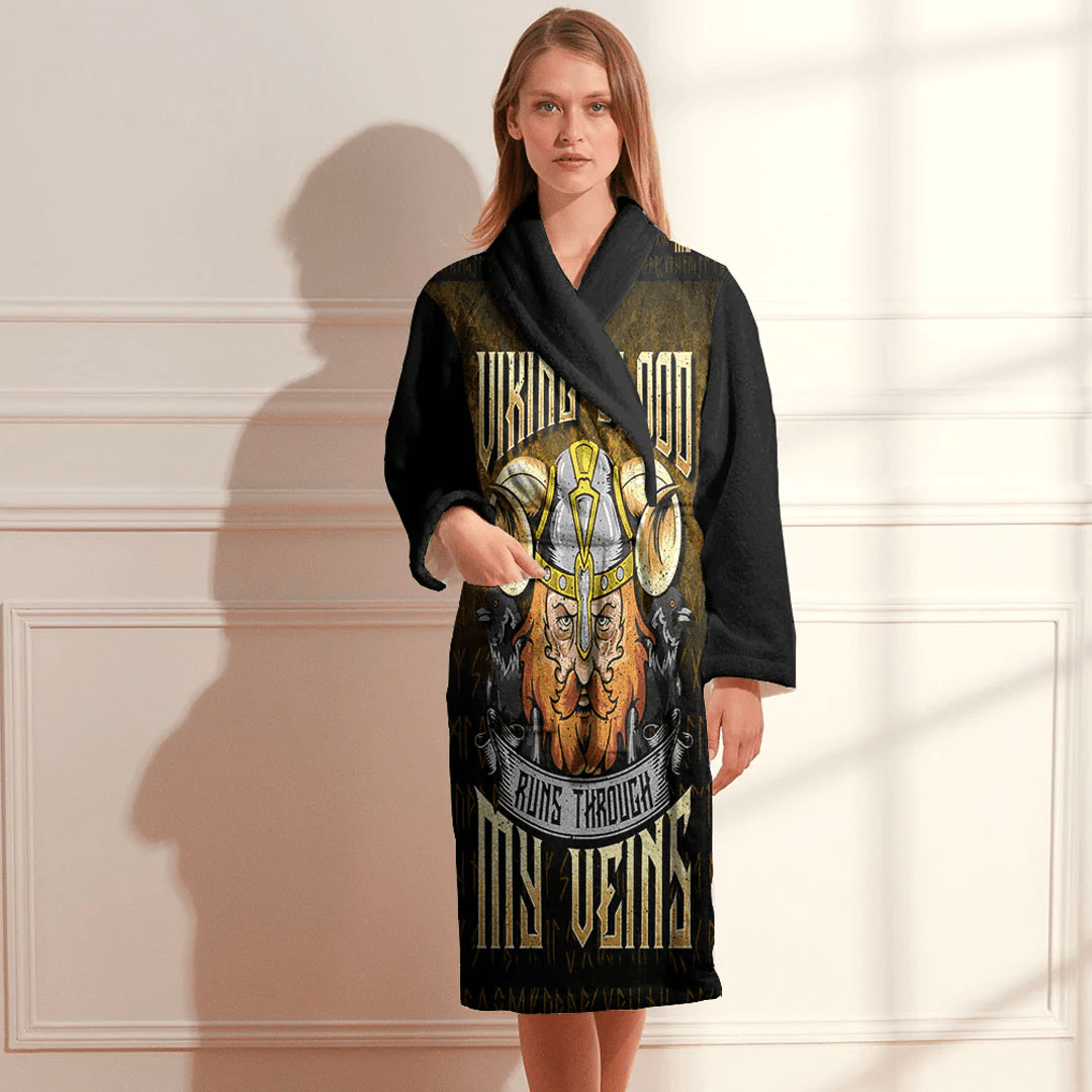 Bathrobe Viking Blood Runs Through My Veins Bath Robe