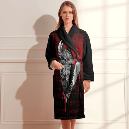 Bathrobe Viking Warrior Raven Odin Valhalla Valknut Loki Bath Robe