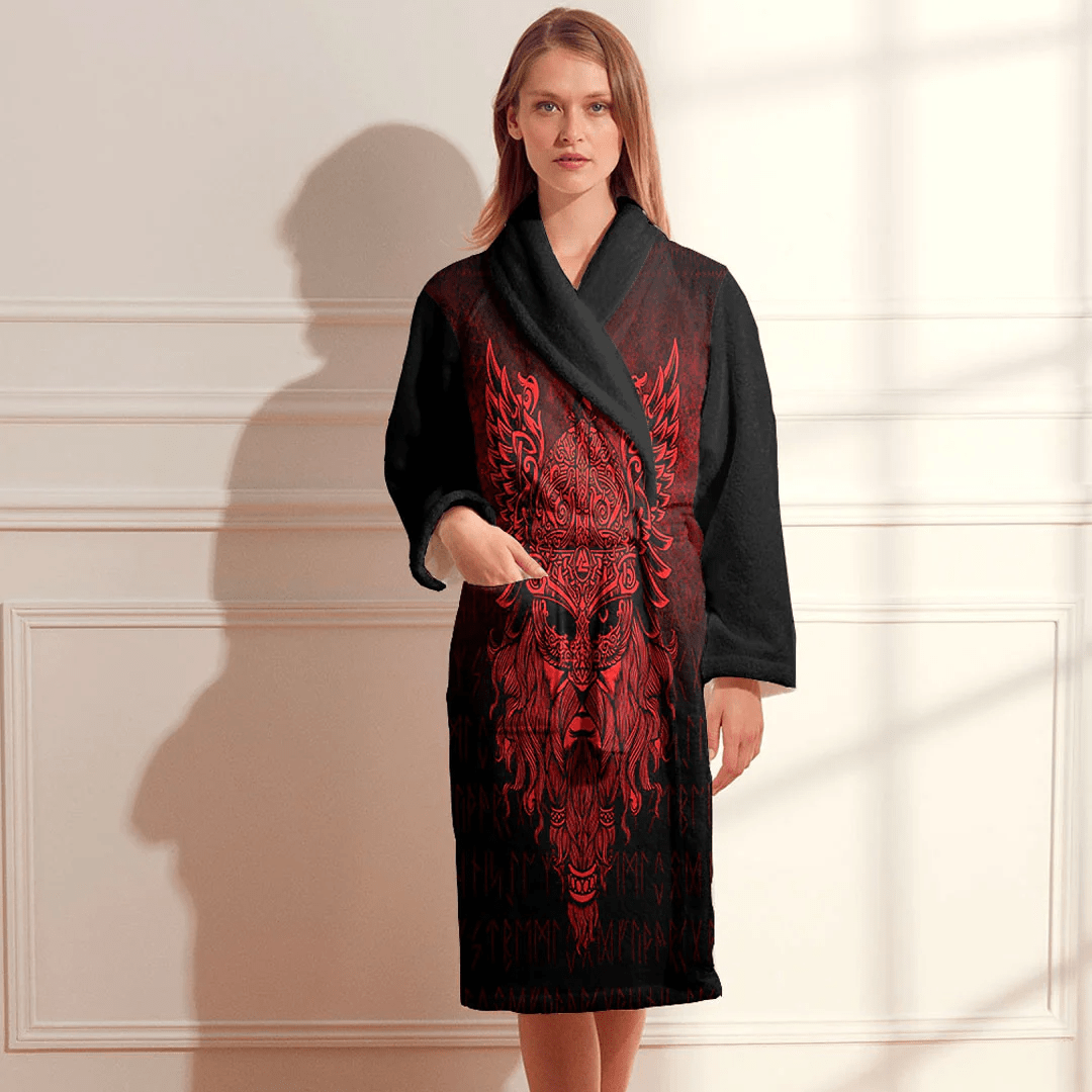 Bathrobe Viking Special Odin Red Bath Robe