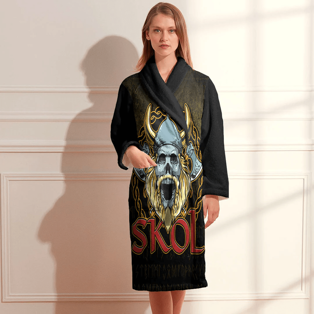 Bathrobe Viking Skol Beer Drinking Norse Mythology Warrior Bath Robe