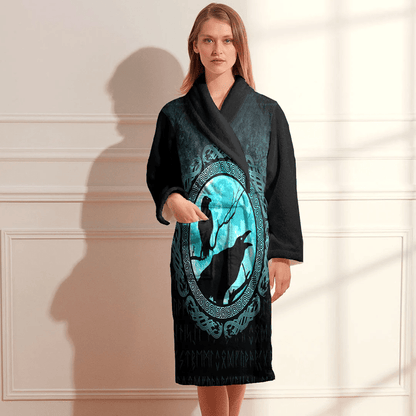 Bathrobe Vikings Hugin Munin Odins Ravens Bath Robe