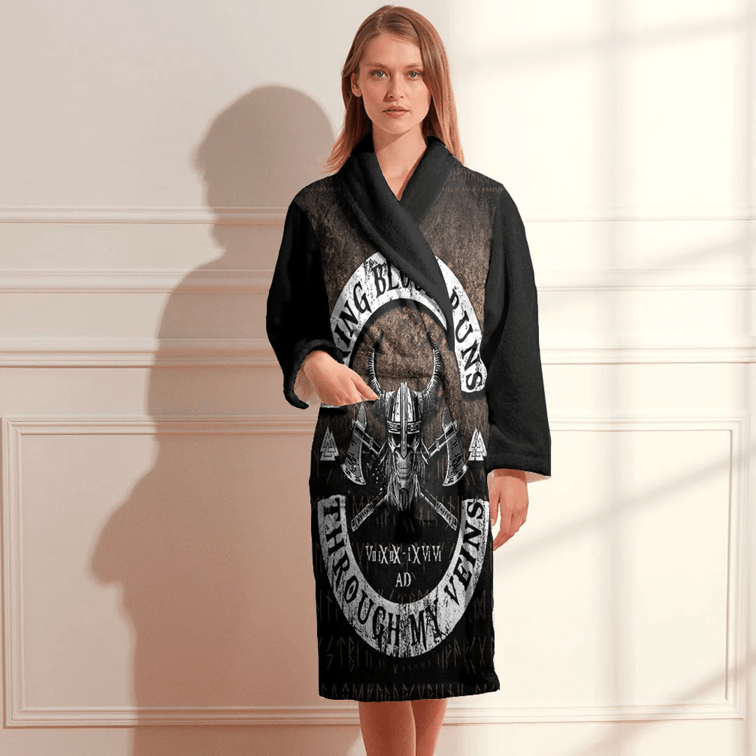 Bathrobe Viking Blood Runs Through My Veins Bath Robe