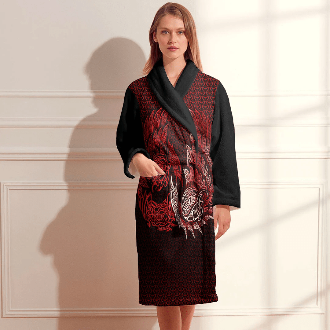 Bathrobe Ragnarok Huginn Muninn Red Bath Robe