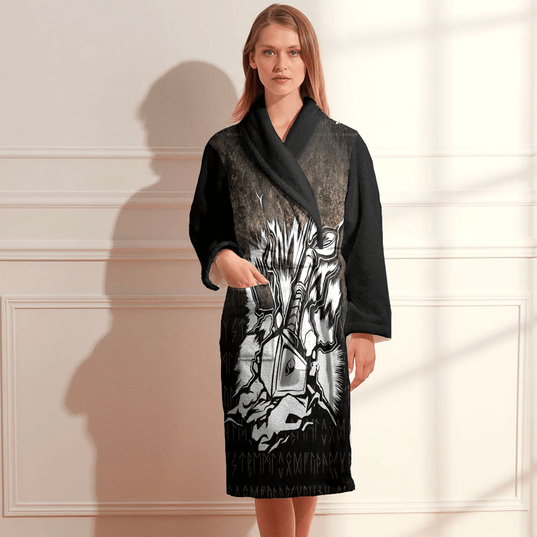 Bathrobe Viking Axe Warrior Norse Mythology Valhalla Bath Robe