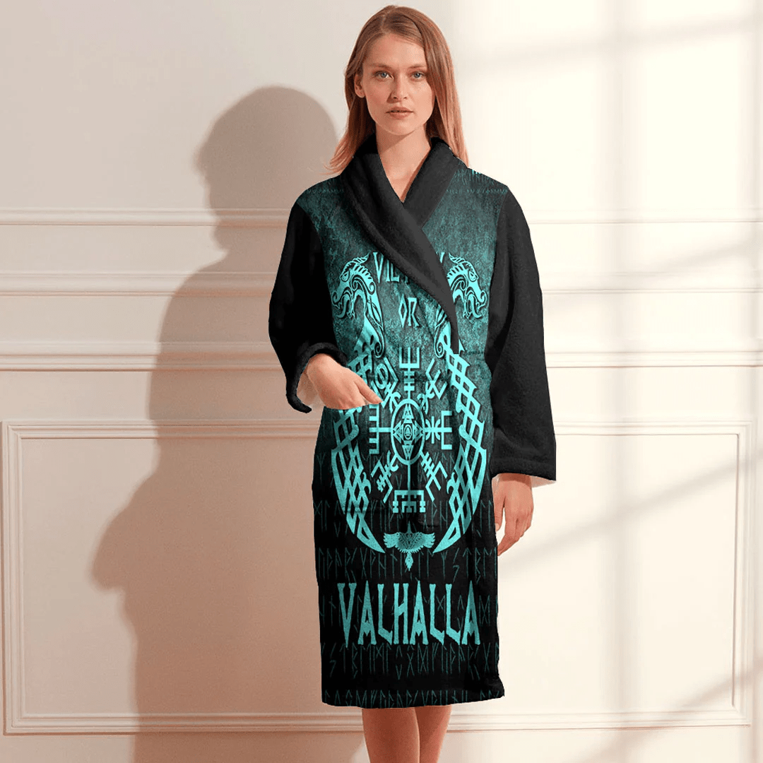 Bathrobe Vikings Victory Or Valhalla Drakkar Cyan Bath Robe