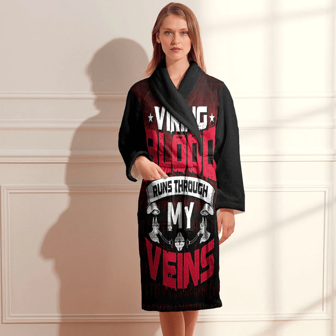 Bathrobe Viking Blood Runs Through My Veins Bath Robe