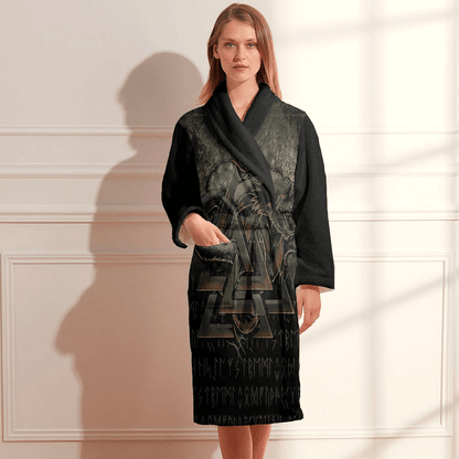 Bathrobe Viking Valknut Jormungandr Norse Pagan Mythology Serpent Snake Bath Robe
