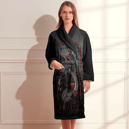 Bathrobe Viking Age Odin's Raven And Helmet Bath Robe