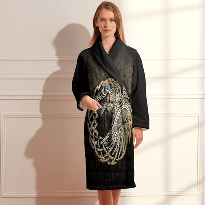 Bathrobe Viking Raven Gold Bath Robe