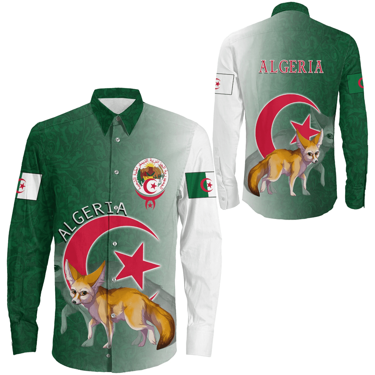 Clothing Algeria Fennec Fox Long Sleeve Button Shirt