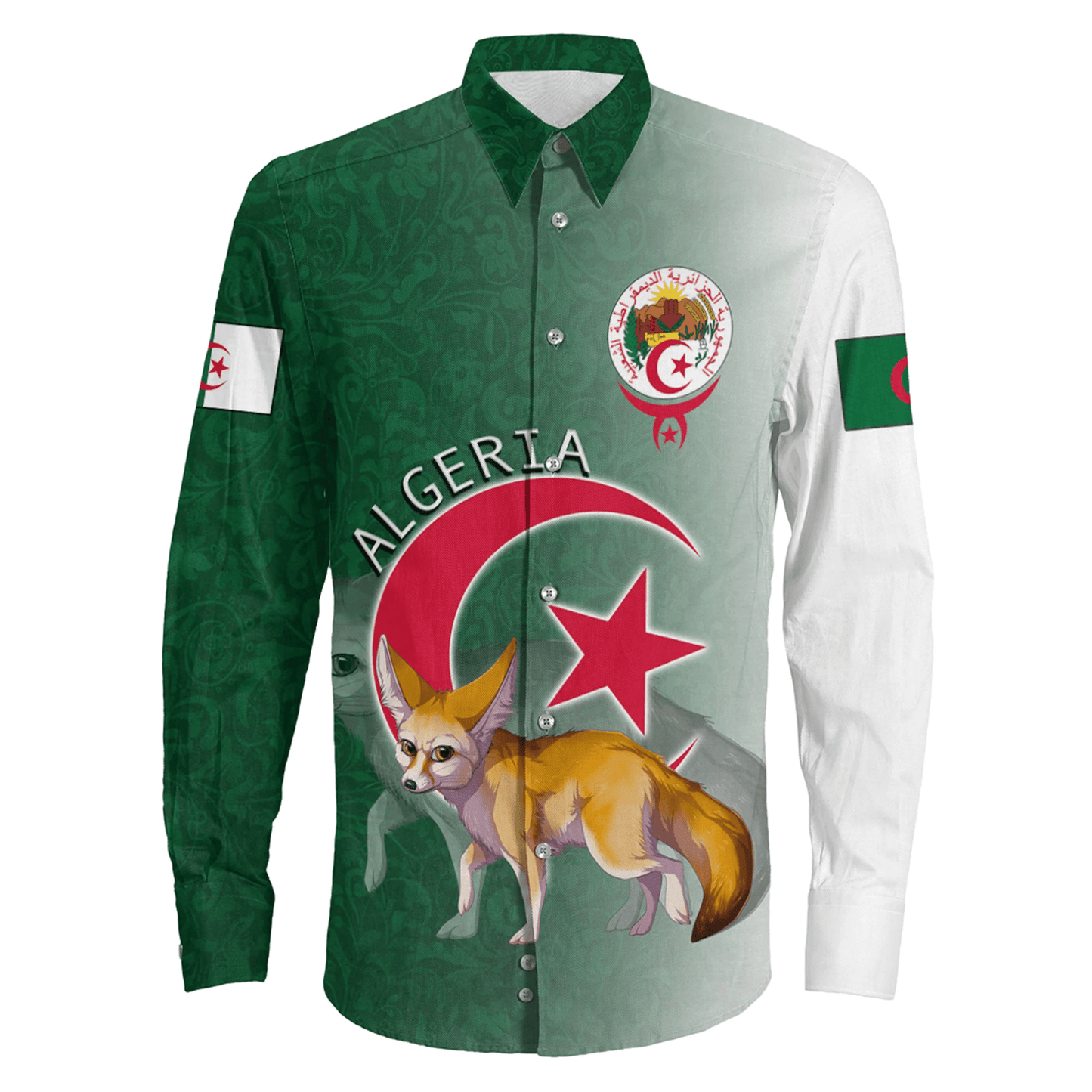 Clothing Algeria Fennec Fox Long Sleeve Button Shirt