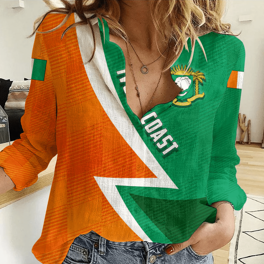Clothing Custom Ivory Coast Sport Football Women's Casual Shirt