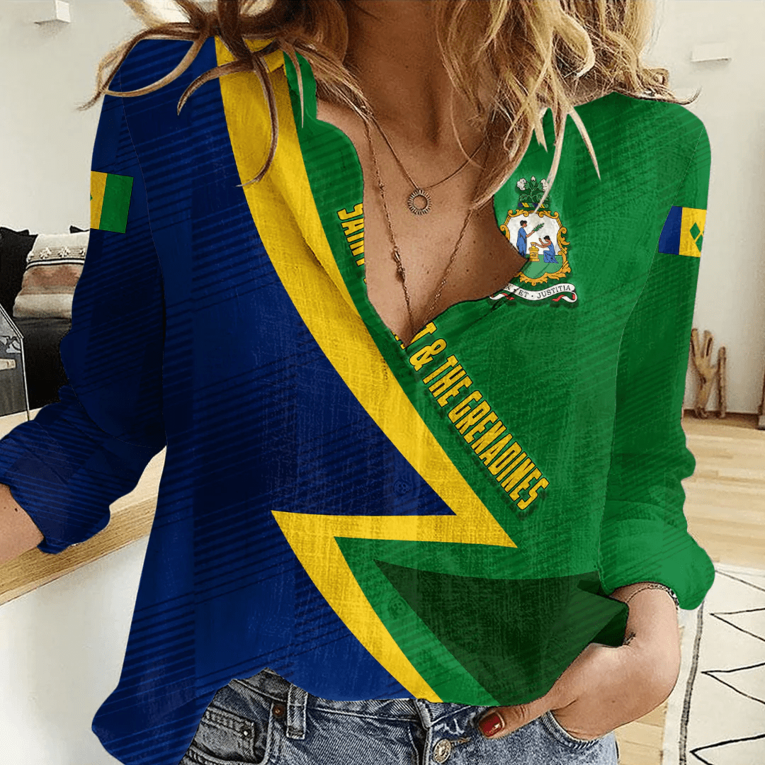 Clothing Custom Saint Vincent and The Grenadines Sport Football Women's Casual Shirt
