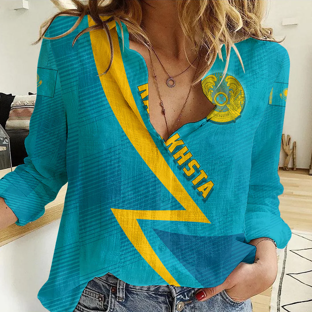 Clothing Custom Kazakhstan Sport Football Women's Casual Shirt