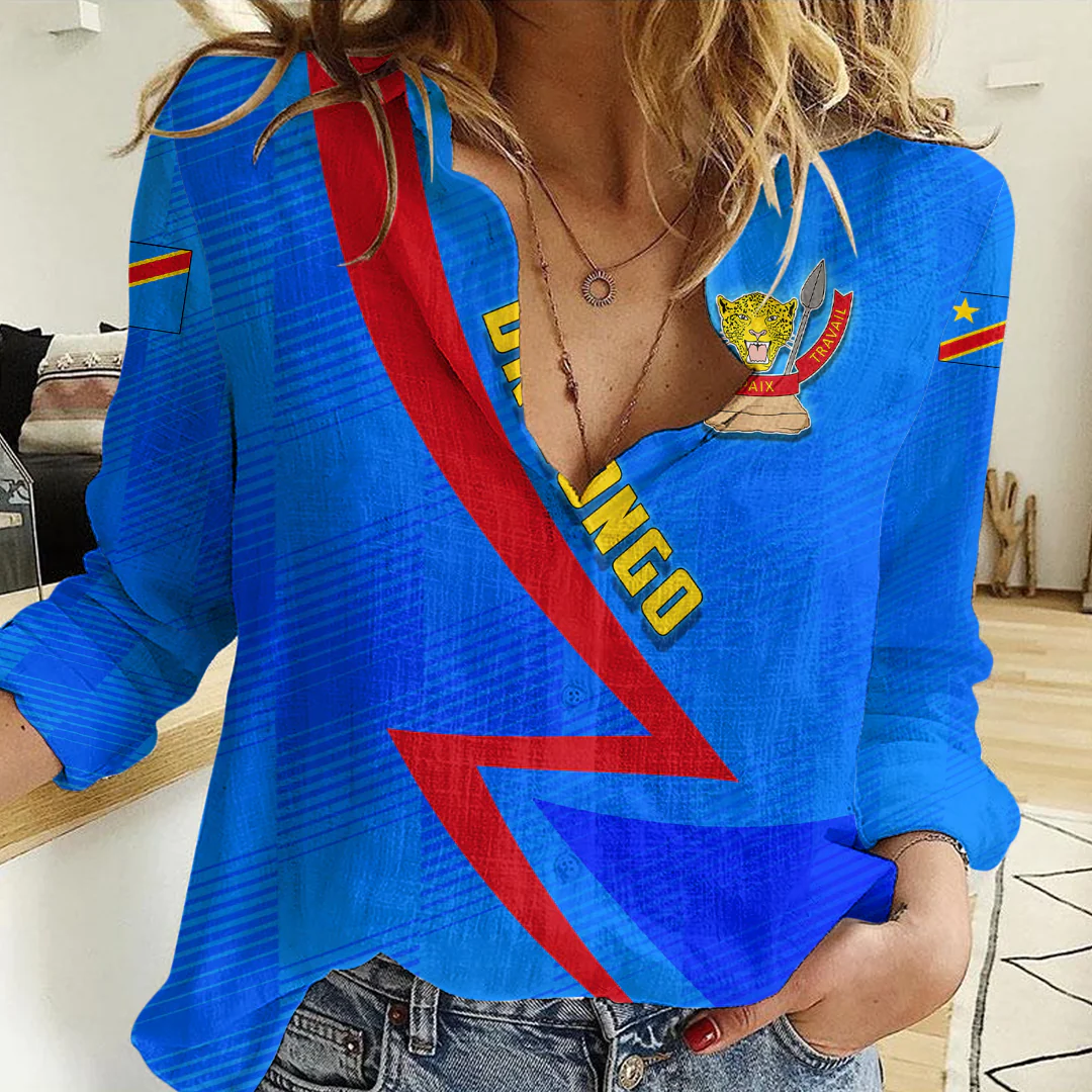 Clothing Custom Democratic Republic of the Congo Sport Football Women's Casual Shirt