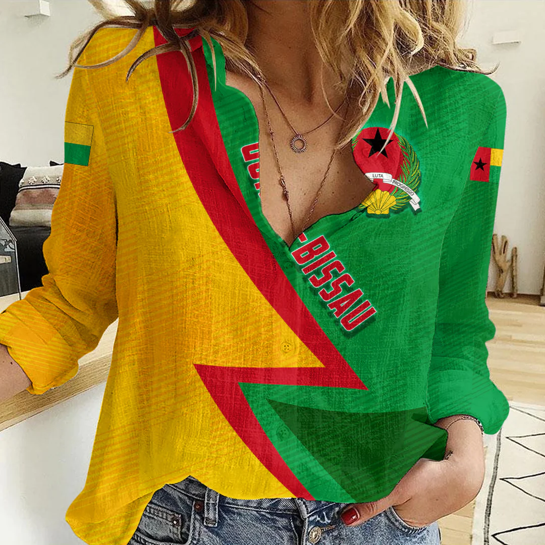 Clothing Custom Guinea Bissau Sport Football Women's Casual Shirt
