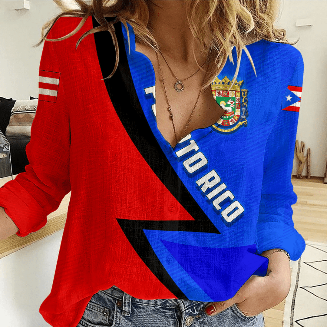 Clothing Custom Puerto Rico Sport Football Women's Casual Shirt