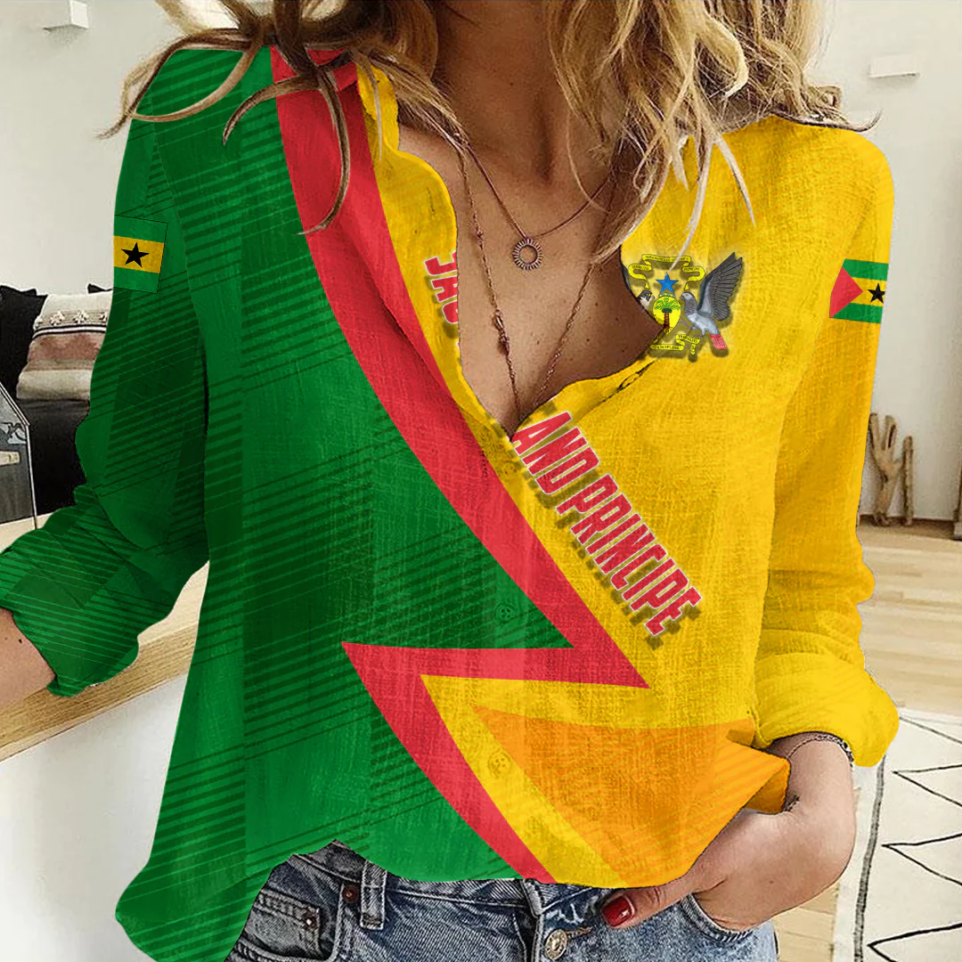 Clothing Custom Sao Tome and Principe Sport Football Women's Casual Shirt