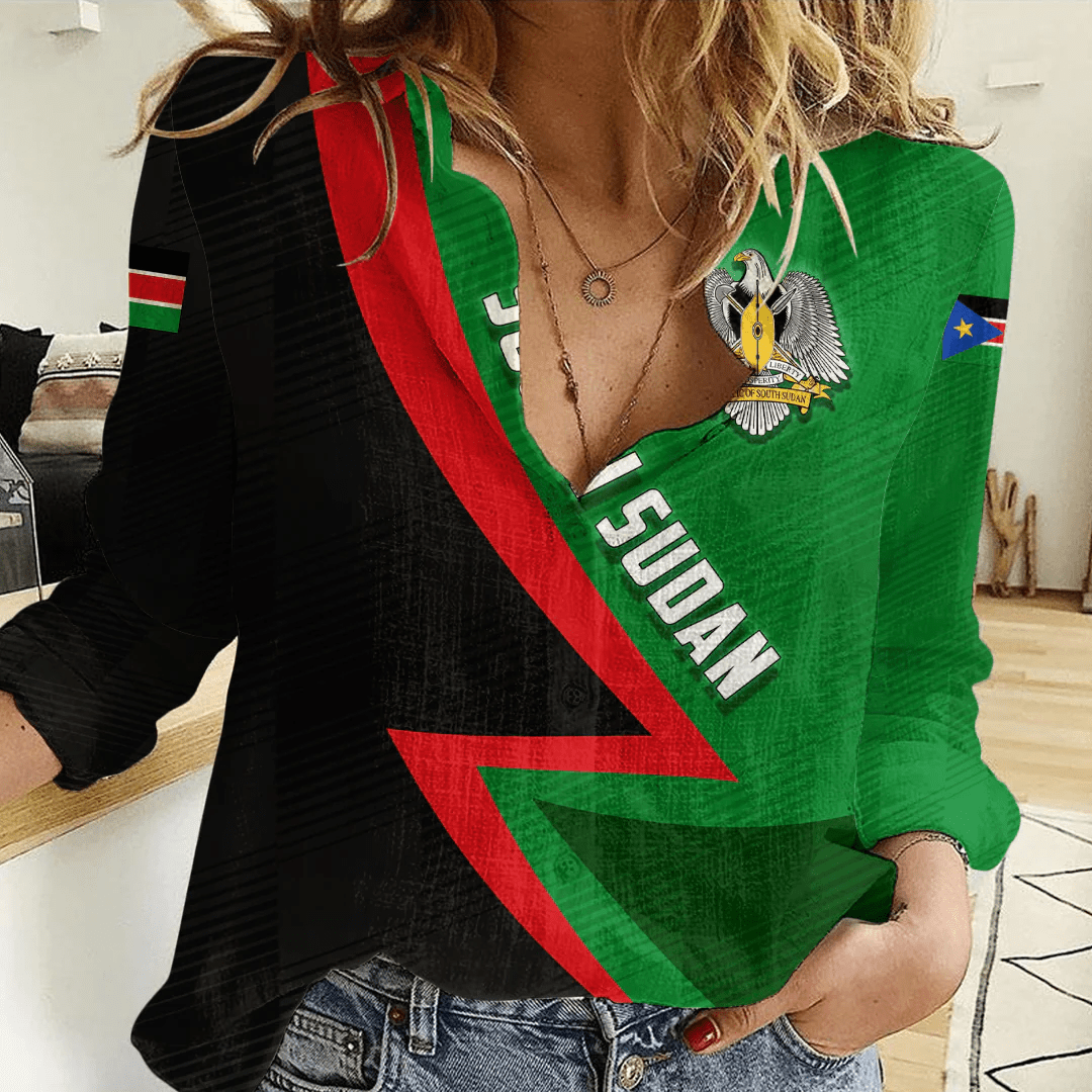 Clothing Custom South Sudan Sport Football Women's Casual Shirt