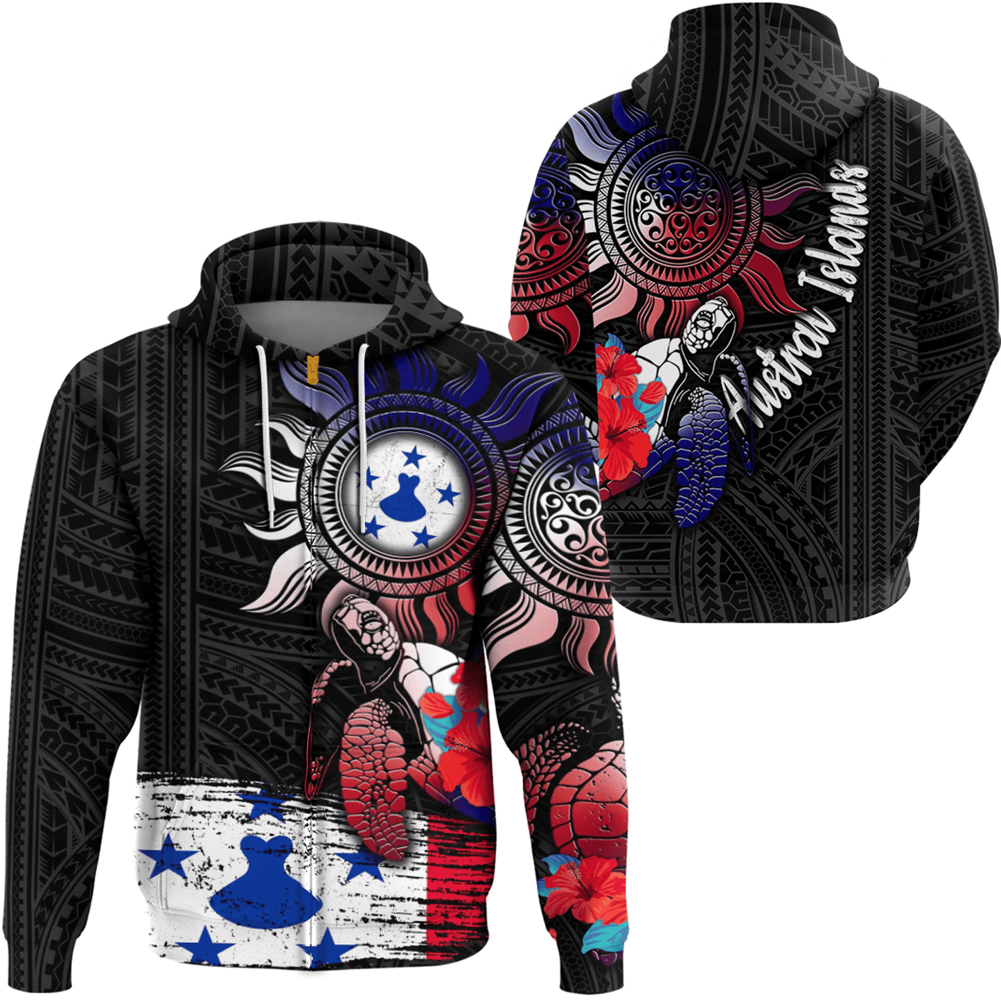 Clothing Australia Polynesian Sun And Turtle Tattoo Zip Hoodie