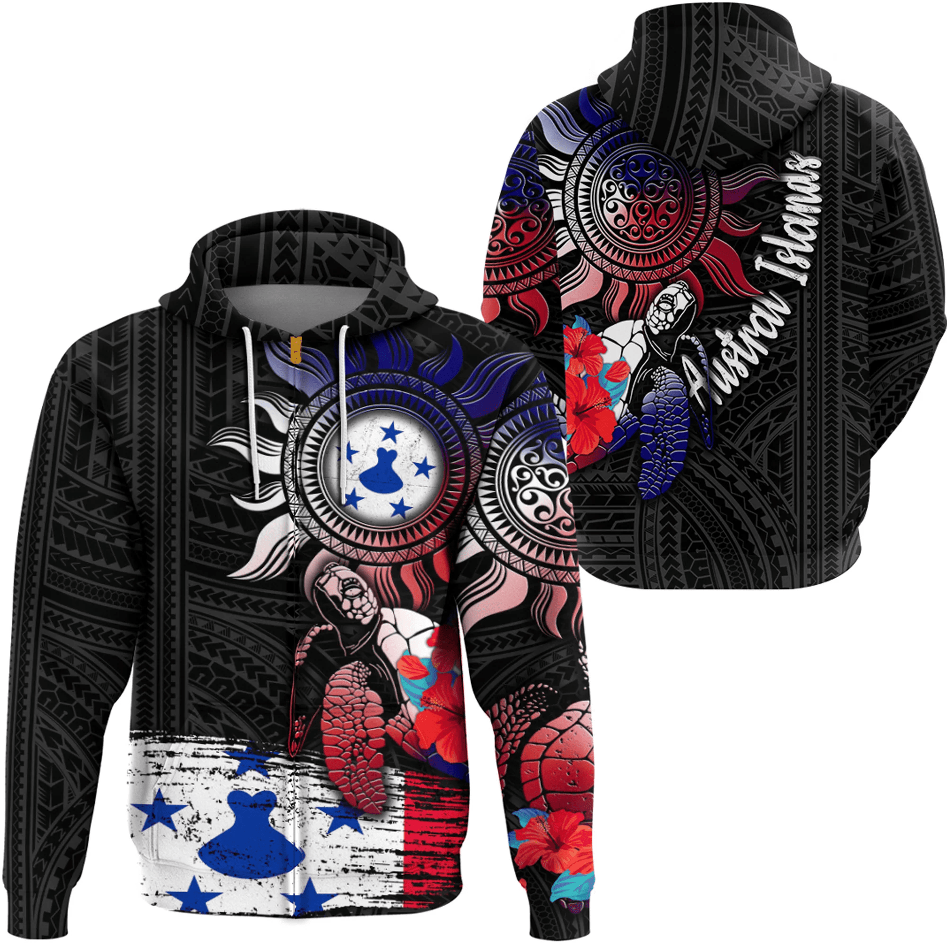 Clothing Australia Polynesian Sun And Turtle Tattoo Zip Hoodie
