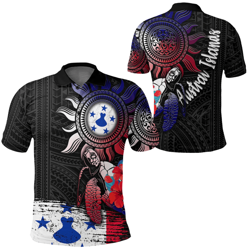 Clothing Australia Polynesian Sun and Turtle Tattoo Polo Shirts