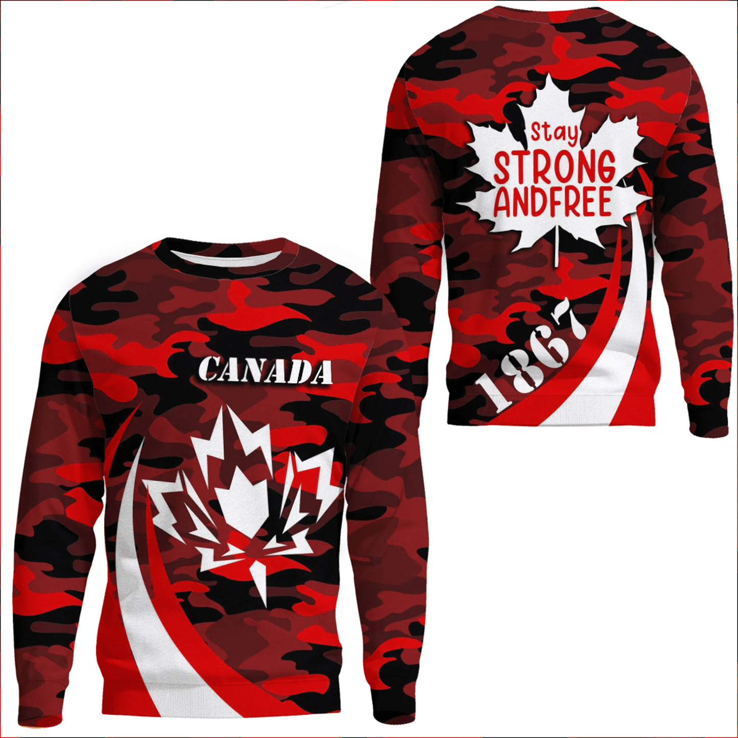 Clothing Canada Red Camo and Leaf Sweatshirts