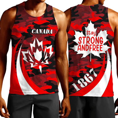 Clothing Canada Red Camo and Leaf Tank Top
