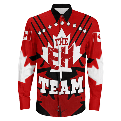 Clothing Canada Day Maple Leaf The Eh Team Long Sleeve Button Shirt