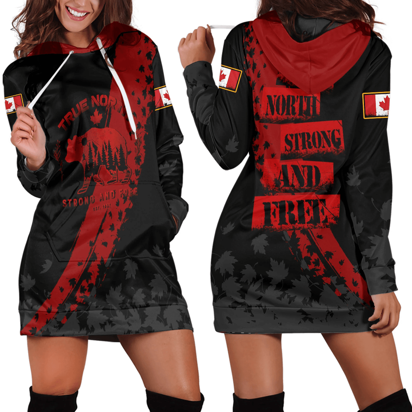 Clothing Canada Bear True North Strong And Free Hoodie Dress