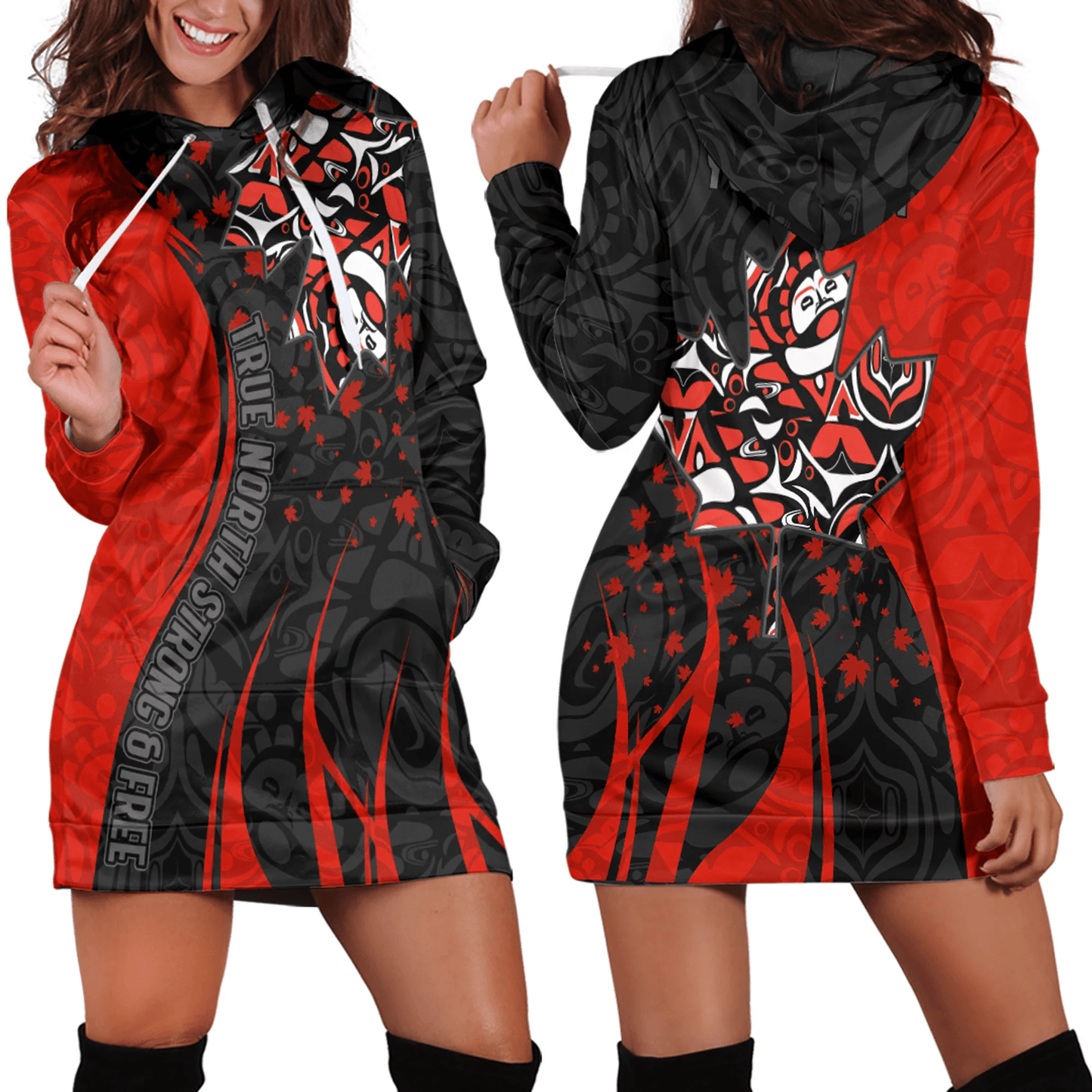 Clothing Canada Haida Maple Leaf Tattoo True North Strong And Free Hoodie Dress