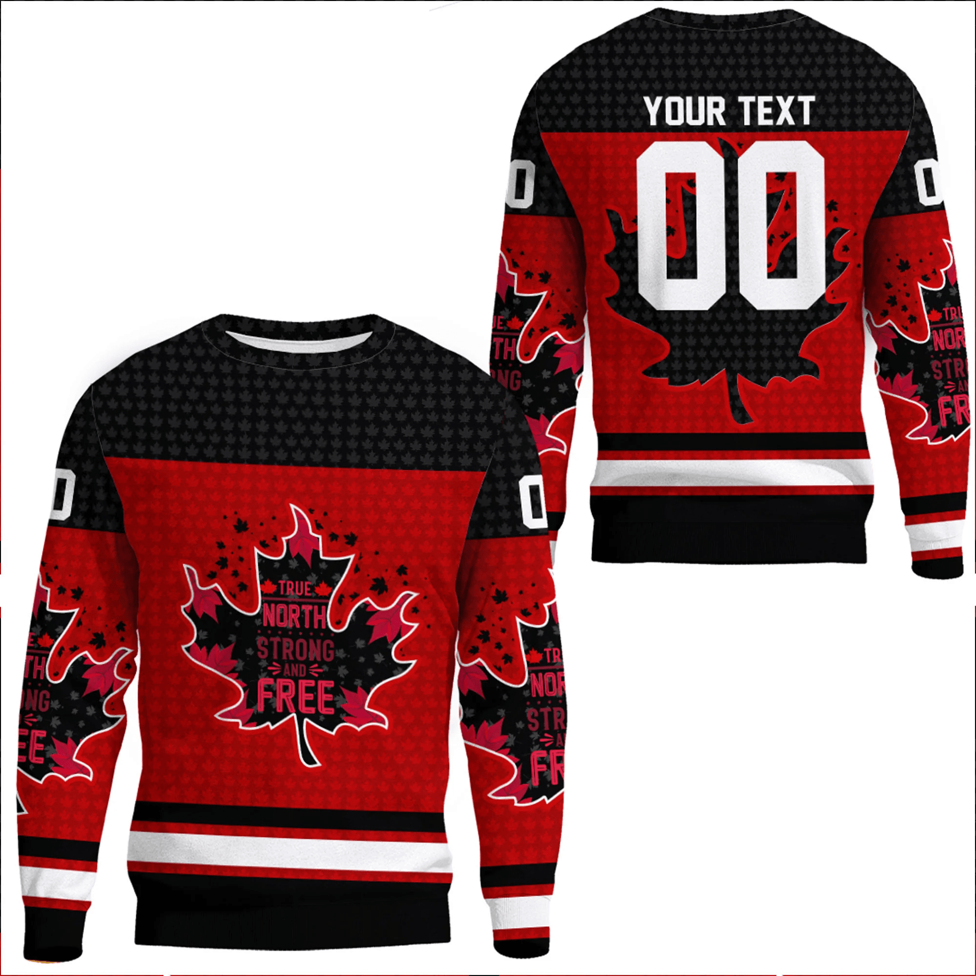 Clothing Canada Maple Leaf True North Strong And Free Jersey Style Sweatshirts