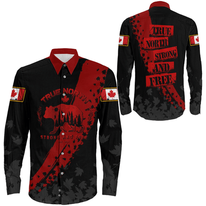 Clothing Canada Bear True North Strong And Free Long Sleeve Button Shirt