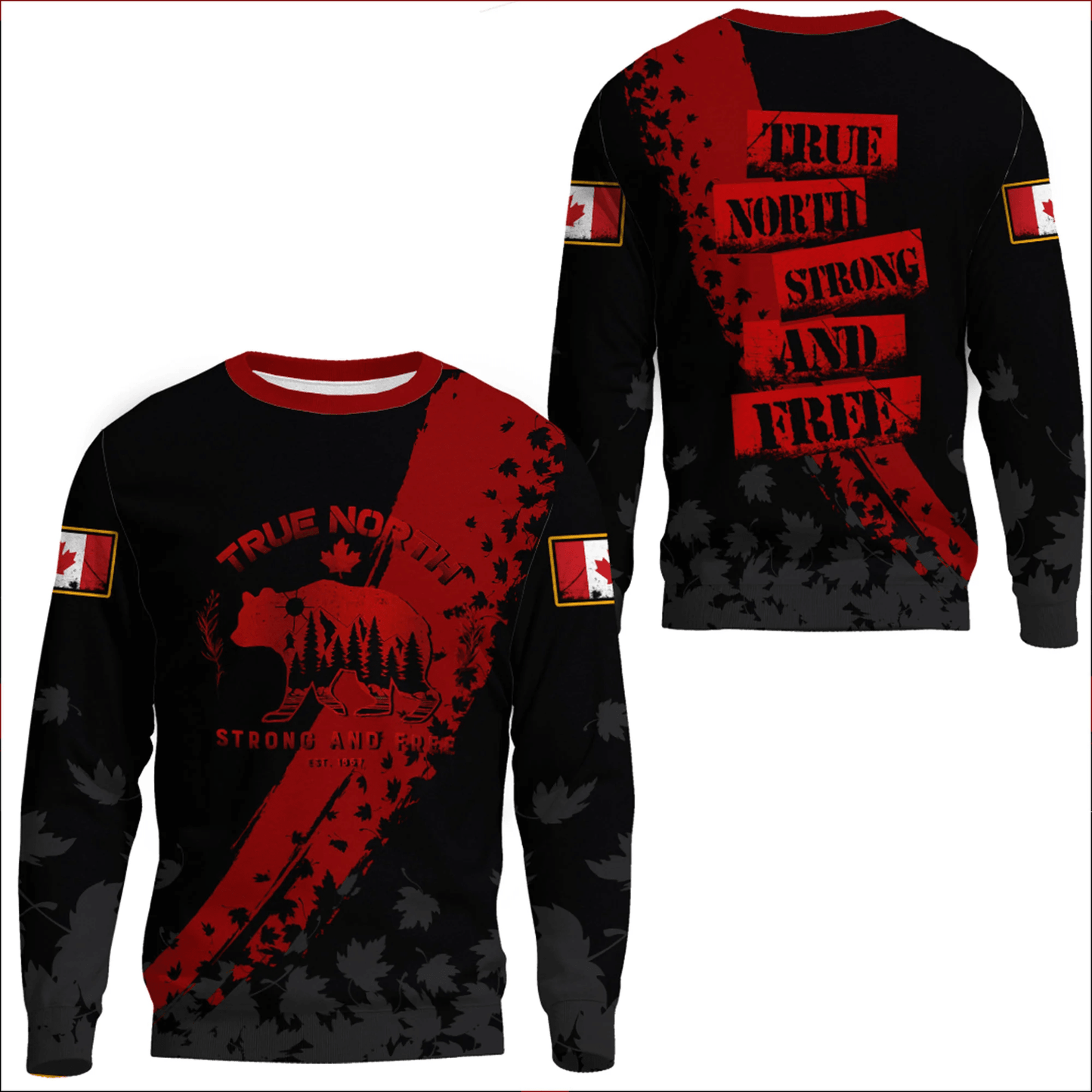 Clothing Canada Bear True North Strong And Free Sweatshirts