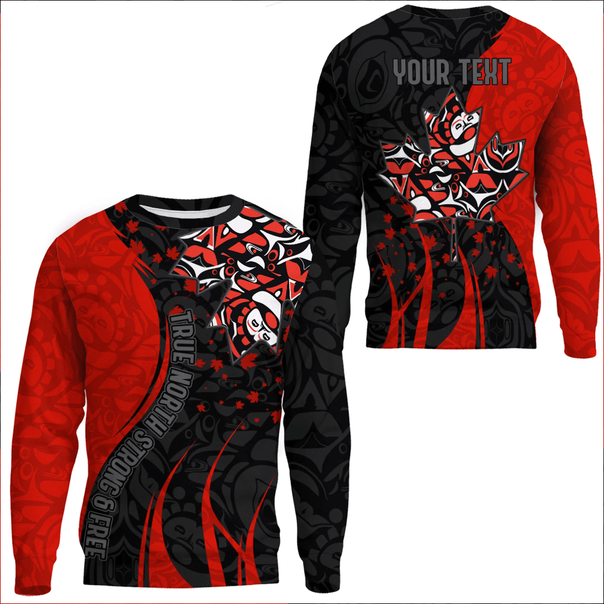 Clothing Canada Haida Maple Leaf Tattoo True North Strong And Free Sweatshirts