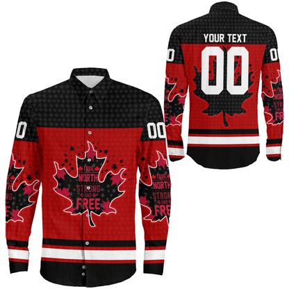 Clothing Canada Maple Leaf True North Strong And Free Jersey Style Long Sleeve Button Shirt