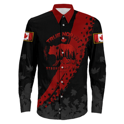 Clothing Canada Bear True North Strong And Free Long Sleeve Button Shirt