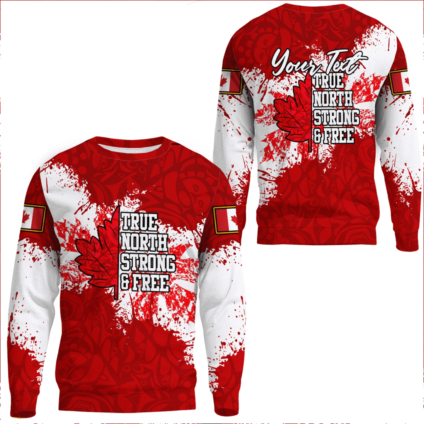 Clothing Canada Haida True North Strong And Free Red Version Sweatshirts