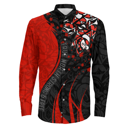 Clothing Canada Haida Maple Leaf Tattoo True North Strong And Free Long Sleeve Button Shirt