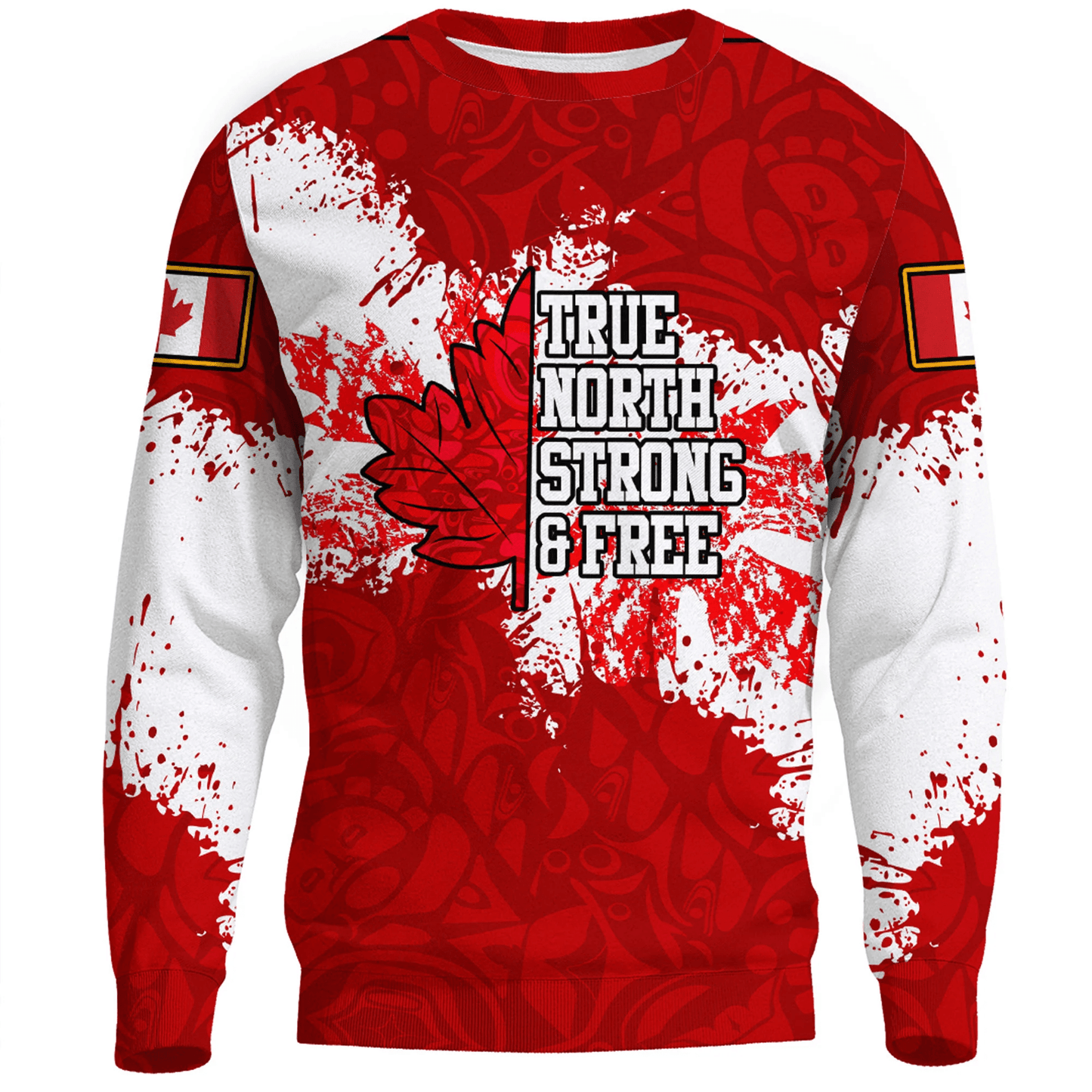 Clothing Canada Haida True North Strong And Free Red Version Sweatshirts