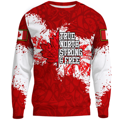 Clothing Canada Haida True North Strong And Free Red Version Sweatshirts