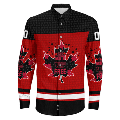 Clothing Canada Maple Leaf True North Strong And Free Jersey Style Long Sleeve Button Shirt