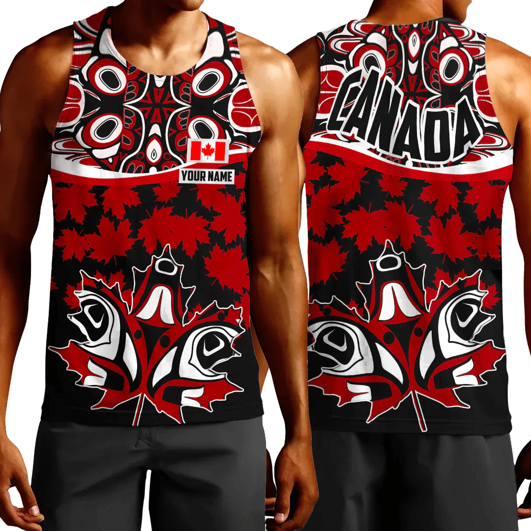 Clothing Custom Canada Leaf and Haida Tank Top