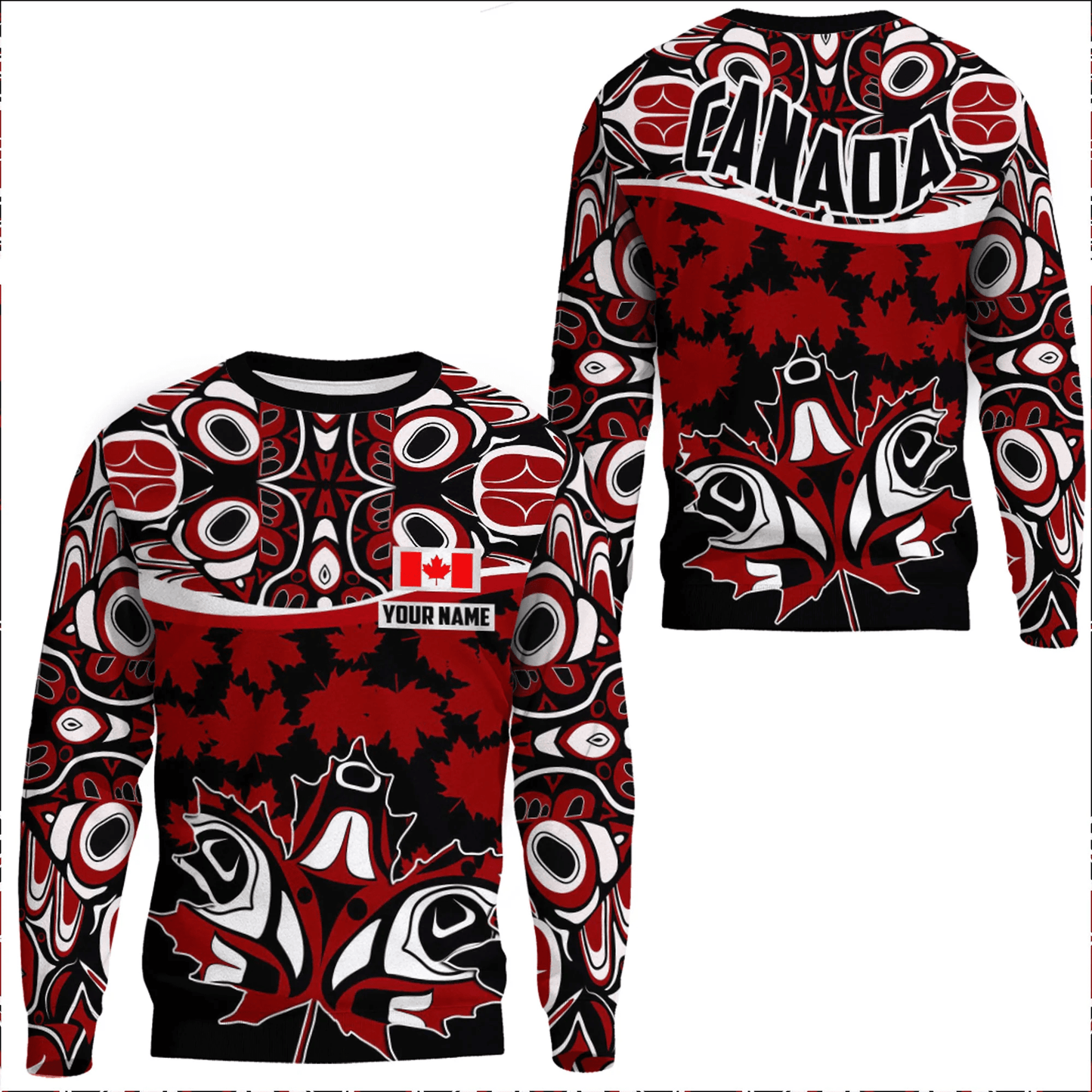 Clothing Custom Canada Leaf and Haida Sweatshirts