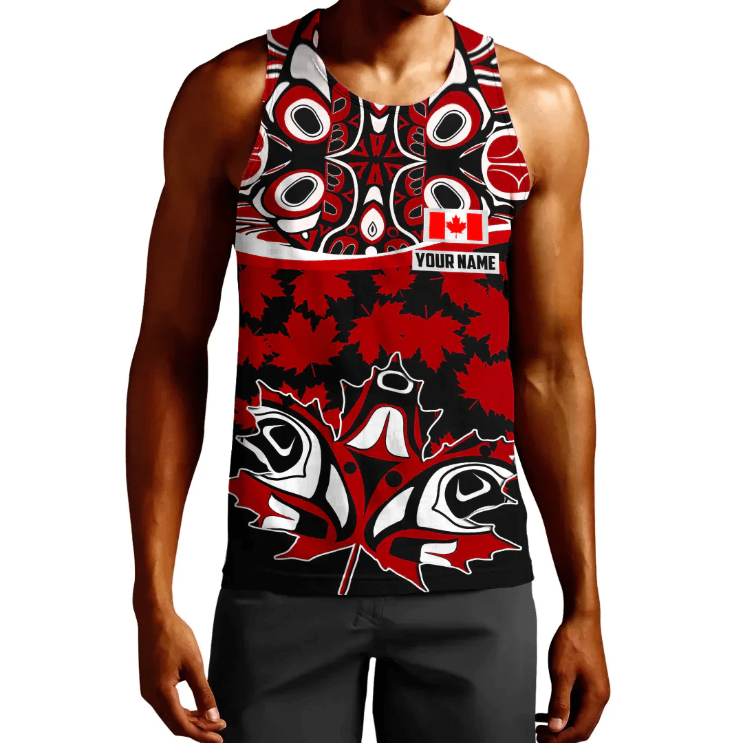 Clothing Custom Canada Leaf and Haida Tank Top