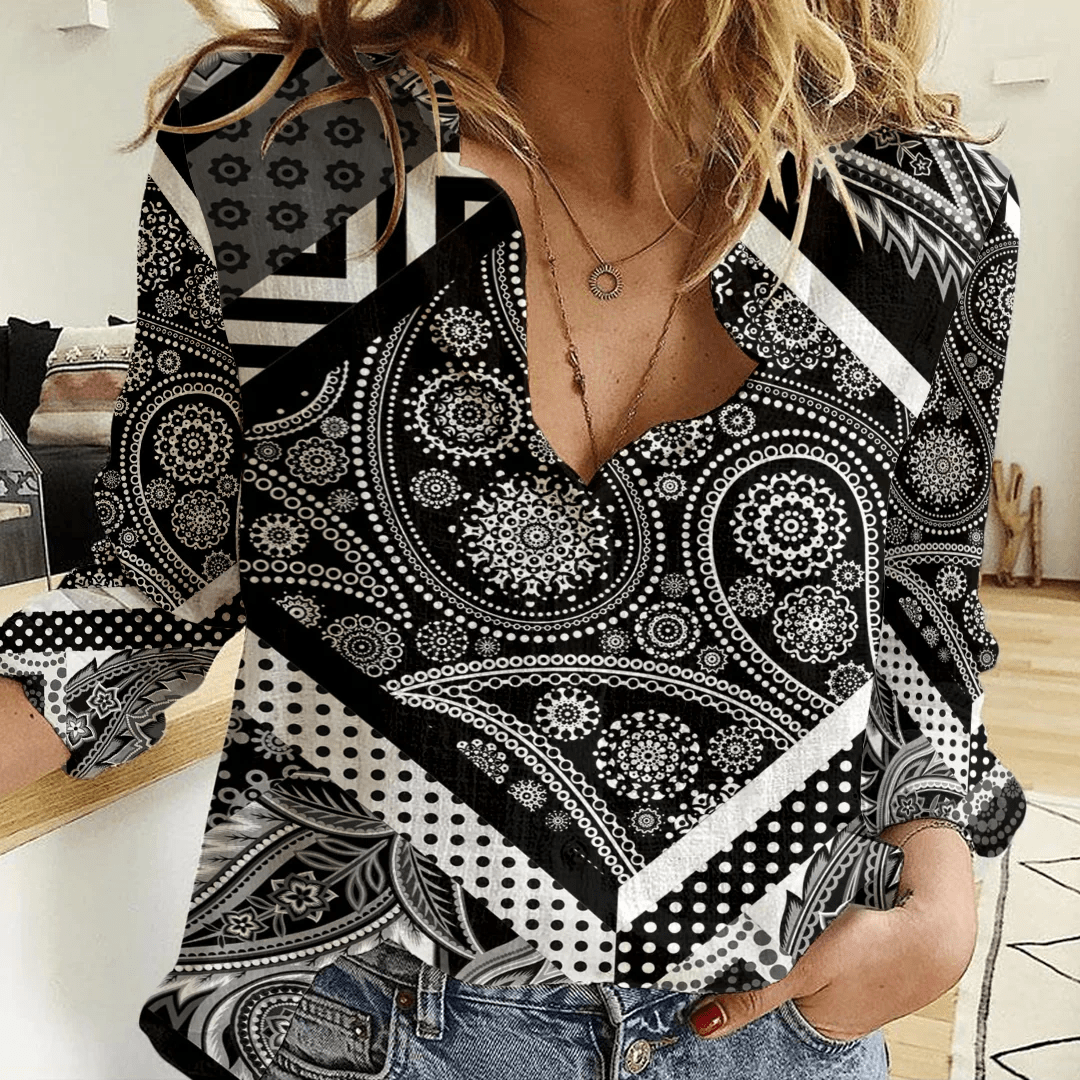 Clothing Paisley Bandana Pattern Seamless Paisley Women's Casual Shirt