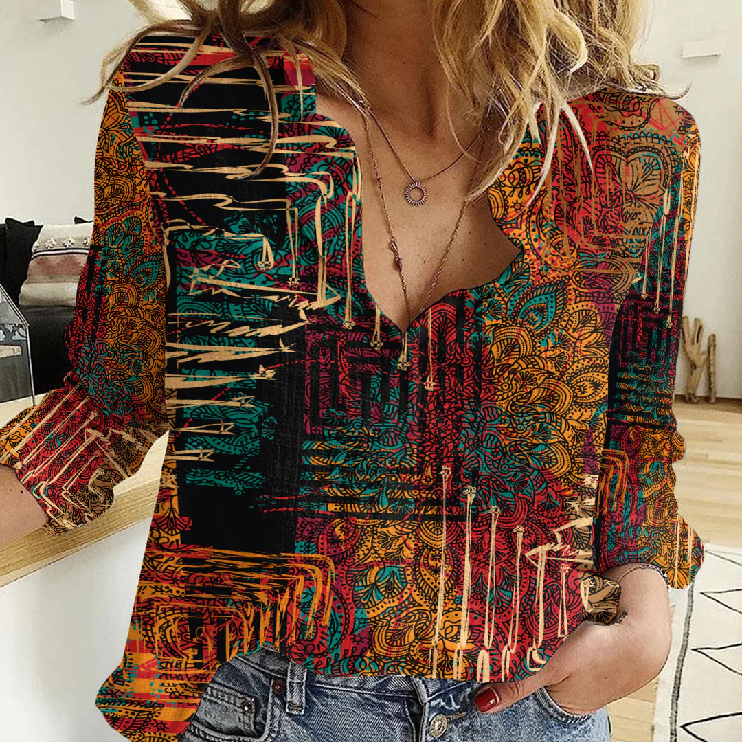 Clothing Paisley Bandana Pattern Seamless Paisley Women's Casual Shirt