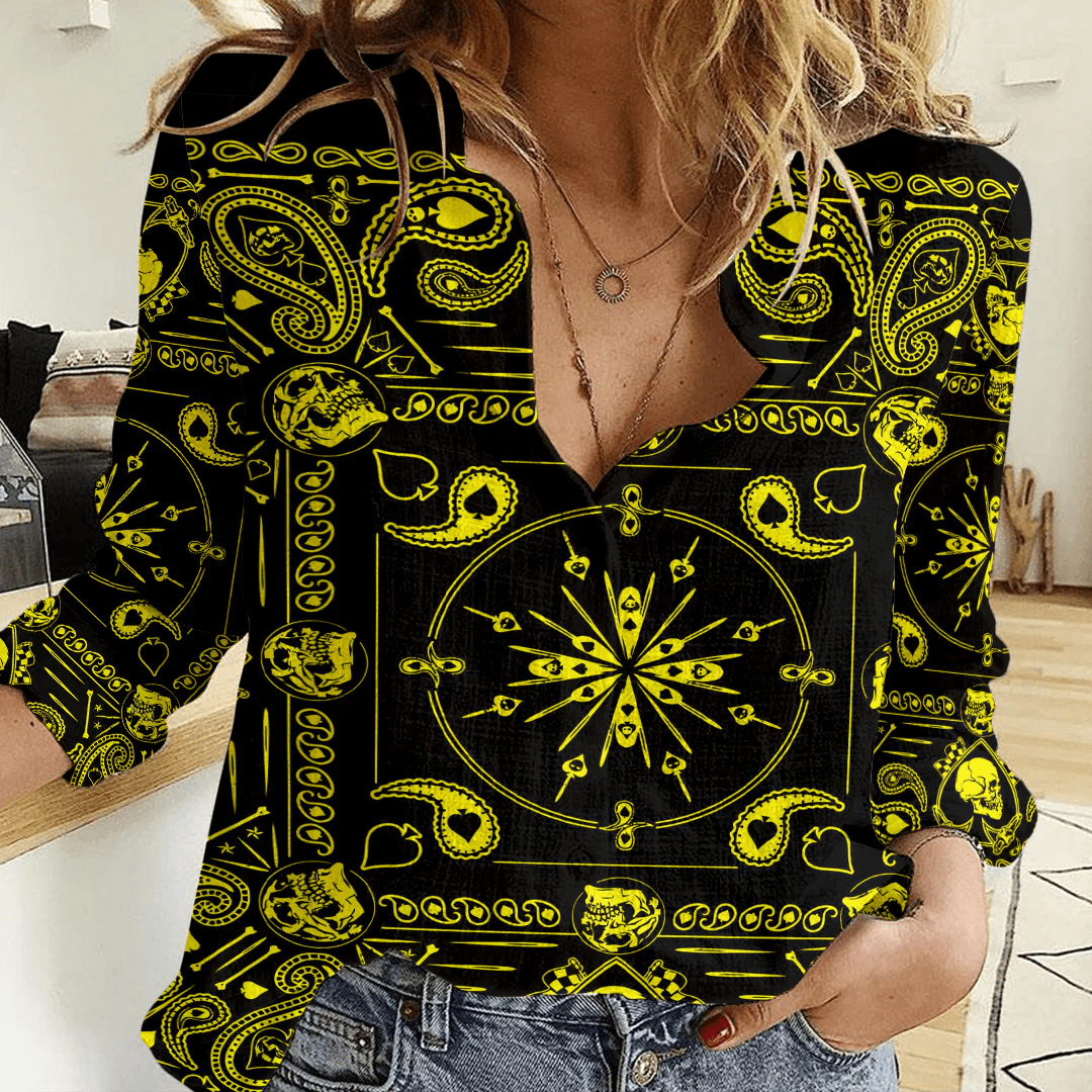 Clothing Paisley Bandana Pattern Seamless Paisley Women's Casual Shirt