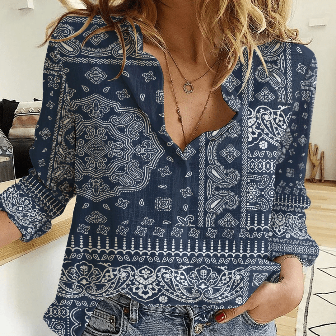 Clothing Paisley Bandana Pattern Seamless Paisley Women's Casual Shirt