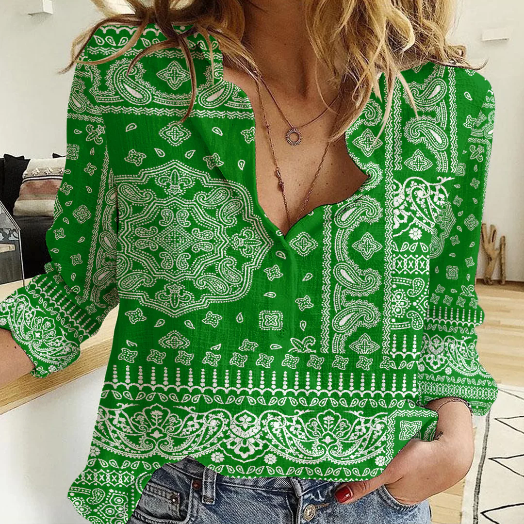 Clothing Paisley Bandana Pattern Seamless Paisley Women's Casual Shirt
